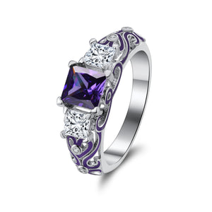Cherri Purple Bridal Set Cz Princess Engagement Ring Women Ginger Lyne Collection