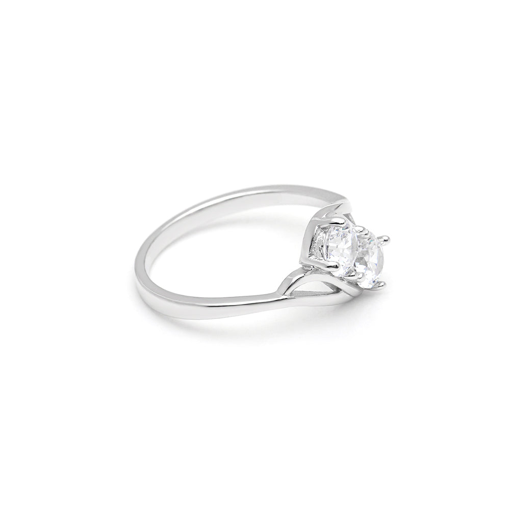 Giulia Engagement Ring Sterling Silver Cz 2 Stone Womens Ginger Lyne Collection