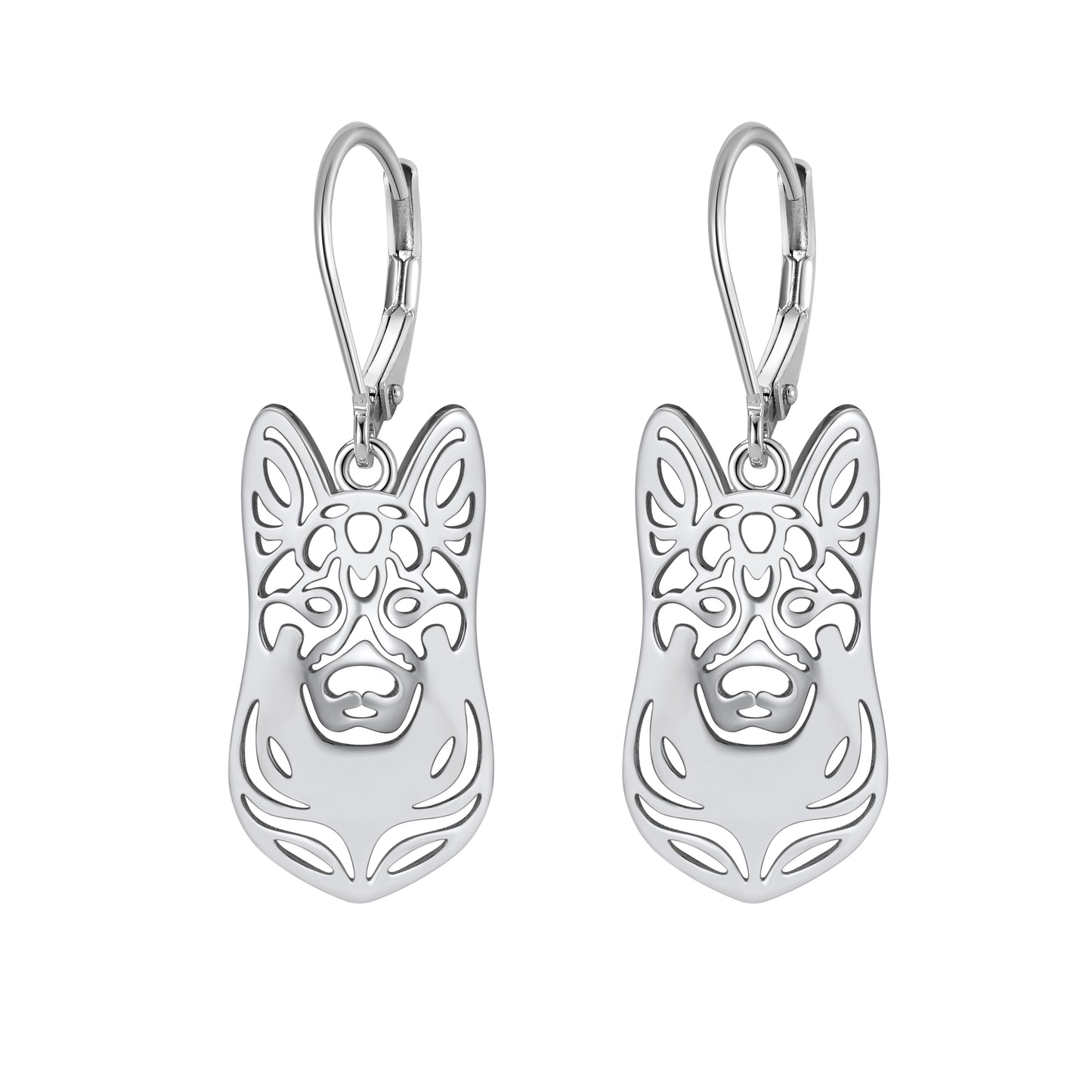 German Shepherd Dog Silver Necklace Earrings Set Women Ginger Lyne Collection