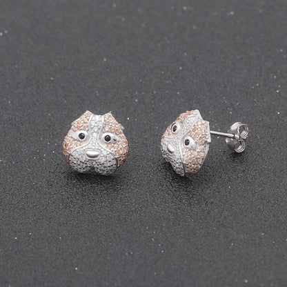 Pitbull Dog 3d Stud Earrings for Women or Girls Sterling Silver Cz Ginger Lyne Collection