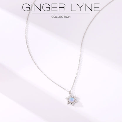 SnowflakeNecklaceforWomenbyGingerLyneSimulatedMoonstoneCZSterlingSilverChristmasJewelryGift_Silver-3