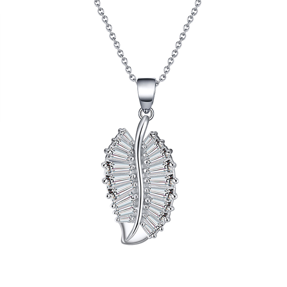 Leaf Baguette Earrings Necklace or Ring for Women Sterling Ginger Lyne Collection - Necklace Only