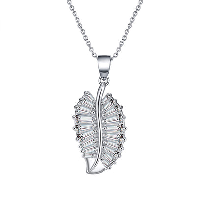 Leaf Baguette Earrings Necklace or Ring for Women Sterling Ginger Lyne Collection - Necklace Only