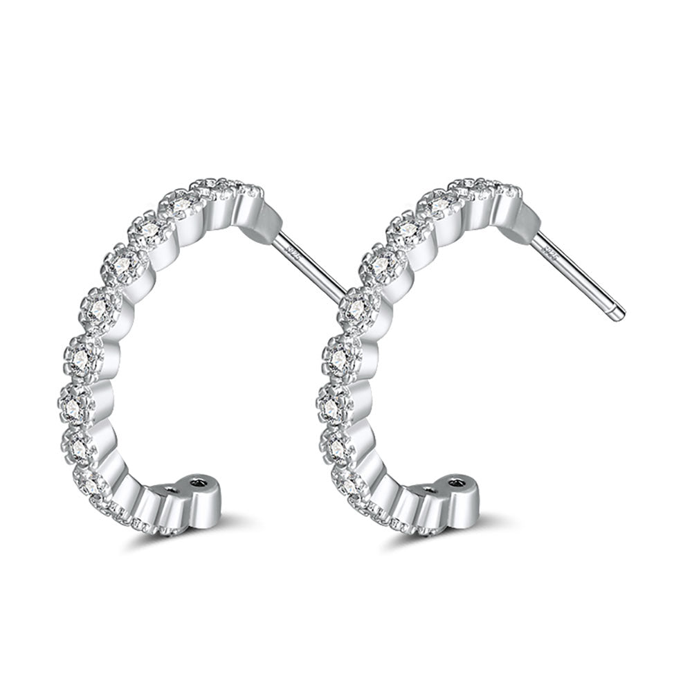 Half Hoop Earrings for Women Sterling Silver Clear Cz Ginger Lyne Collection