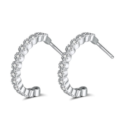 Half Hoop Earrings for Women Sterling Silver Clear Cz Ginger Lyne Collection