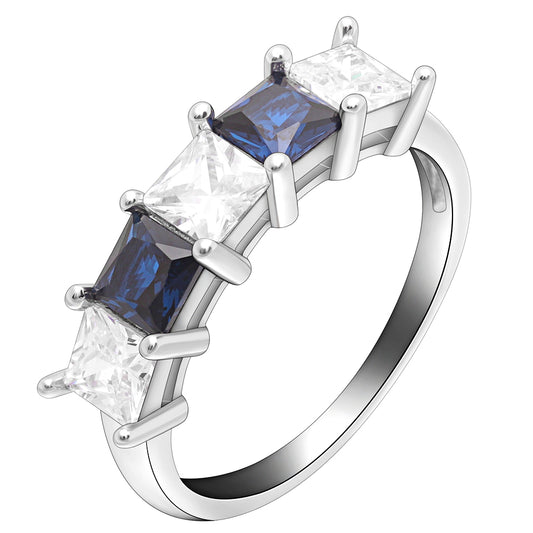 Katie Anniversary Band Ring Sterling Silver Blue CZ Womens Ginger Lyne Collection - 10
