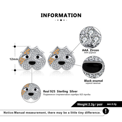 Pitbull Dog 3d Stud Earrings for Women Sterling Silver Cz Ginger Lyne Collection - Set