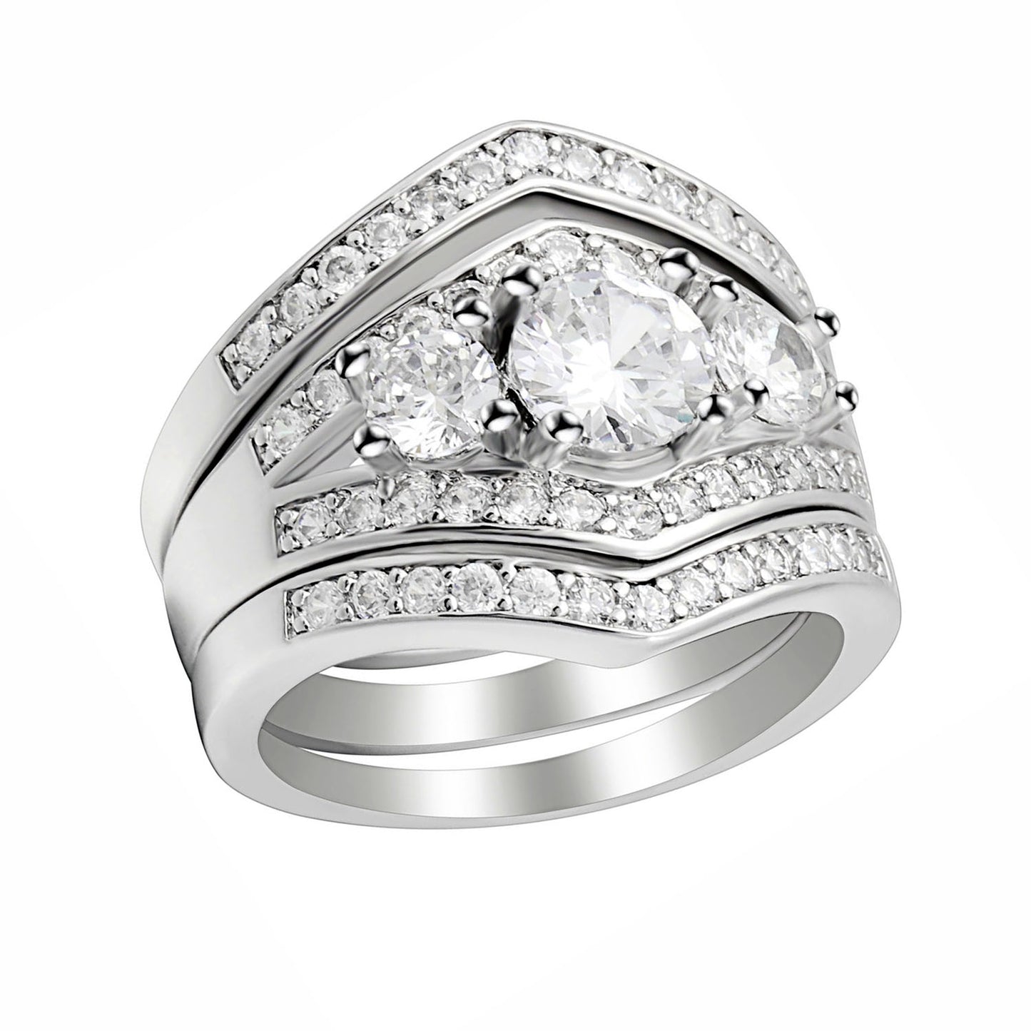LeahIIWeddingRingSetforWomen3pcBridalEngagementBandGingerLyneCollectionSize8_Silver-1