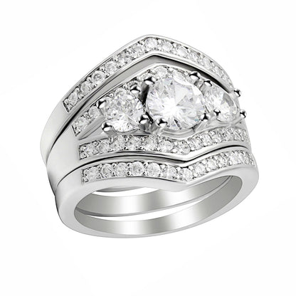 LeahIIWeddingRingSetforWomen3pcBridalEngagementBandGingerLyneCollectionSize8_Silver-1