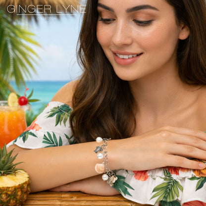 TurtlesandSeashellsCharmBraceletforWomenbyGingerLyneStainlessSteelSimulatedPearls_Silver-3