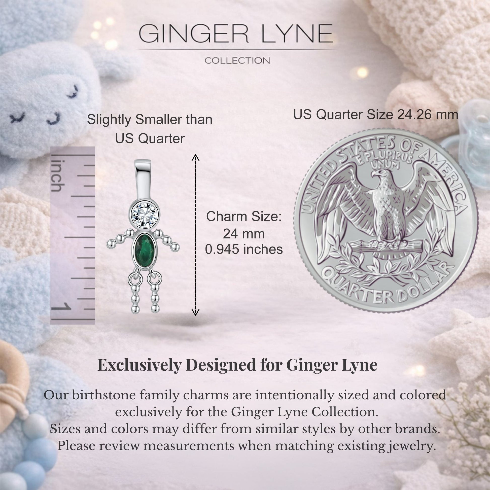 Birthstone Family Pendant for Mom by Ginger Lyne Stainless Steel Cubic Zirconia Charms For Grandma Necklace_Male-May-Silver-2