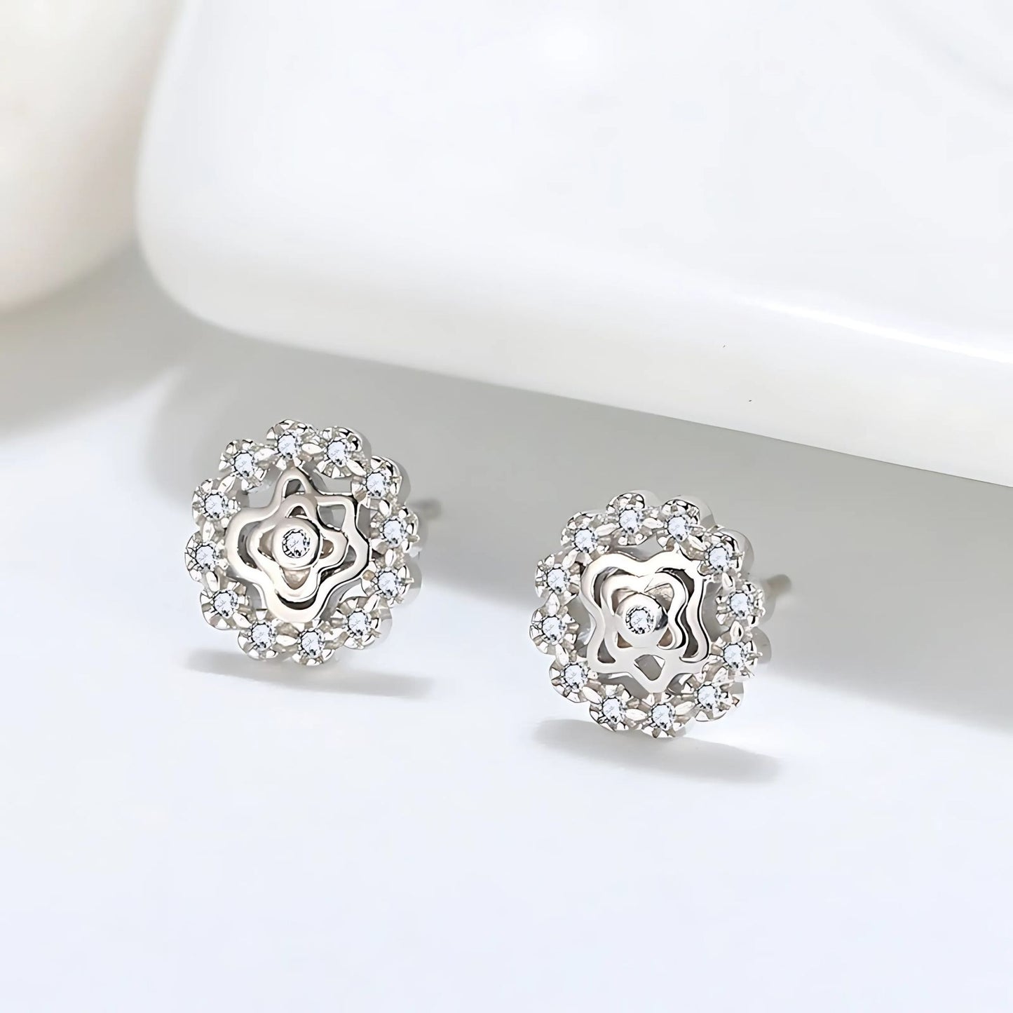 CelticStudEarringsforWomenSterlingSilverClearCzWomensGingerLyneCollection_Silver-2