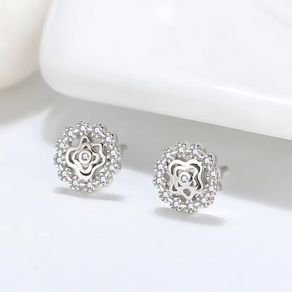 CelticStudEarringsforWomenSterlingSilverClearCzWomensGingerLyneCollection_Silver-2