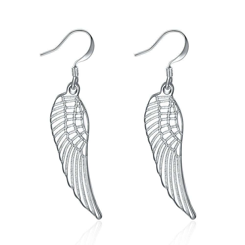 Angel Wing Hook Earrings Womens Silver Plated Ginger Lyne Collection