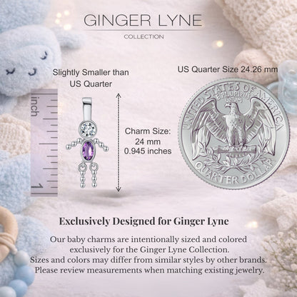 Baby Boy Birthstone Charm Children Pendants for Mom or Grandma Necklace by Ginger Lyne CZ Sterling Silver - Boy February