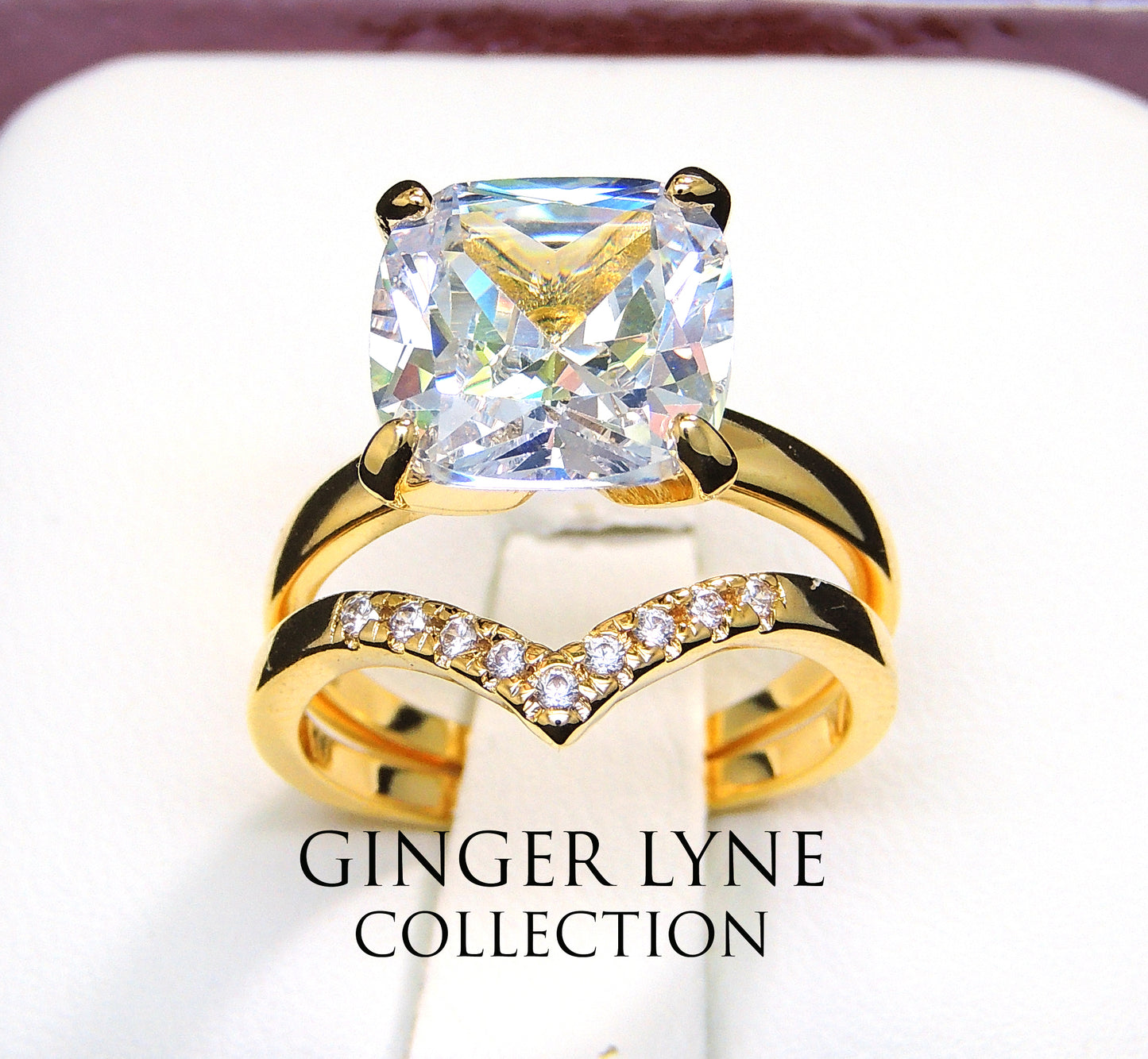 Arlyn Bridal Set Womens Cubic Zirconia Gold Tone Wedding Ring Ginger Lyne Collection - 10
