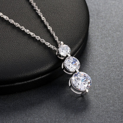 ThreeStonePendantNecklaceforWomenRoundCascadingCZbyGingerLyneCollection_Silver-3