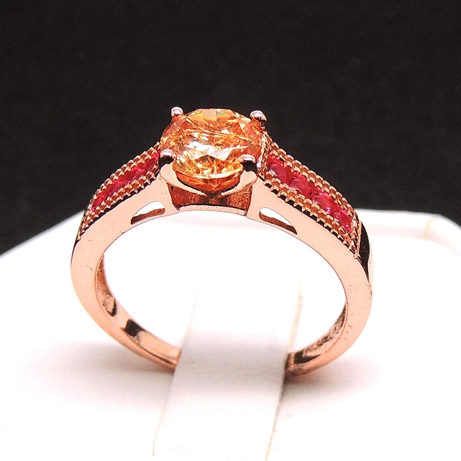 Agnes Engagement Ring Womens Rose Gold Sterling Silver Red Ginger Lyne Collection - 6