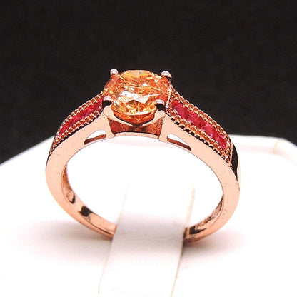 Agnes Engagement Ring Womens Rose Gold Sterling Silver Red Ginger Lyne Collection - 6