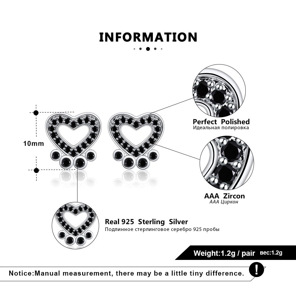 Paw Print Stud Earrings for Women Sterling Silver Clear CZ 10mm Dog Paw Studs Gift for Dog Mom by Ginger Lyne - Clear