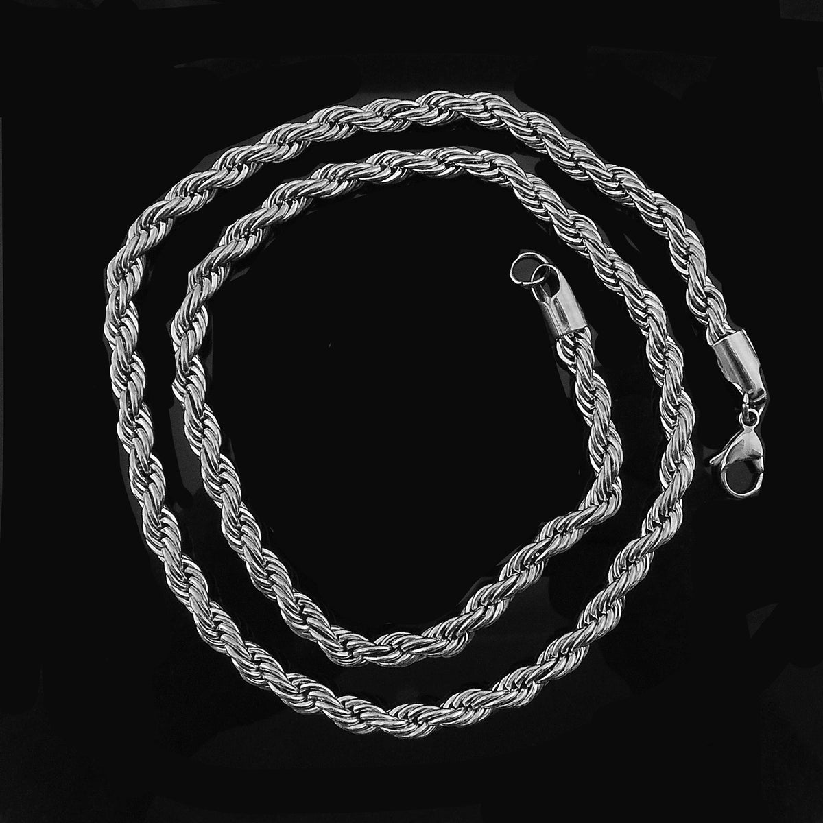Silver Twisted Rope Chain Necklace 24 Inch 6mm Stainless Steel Hip Hop for Women by Ginger Lyne - 24 Inch Silver