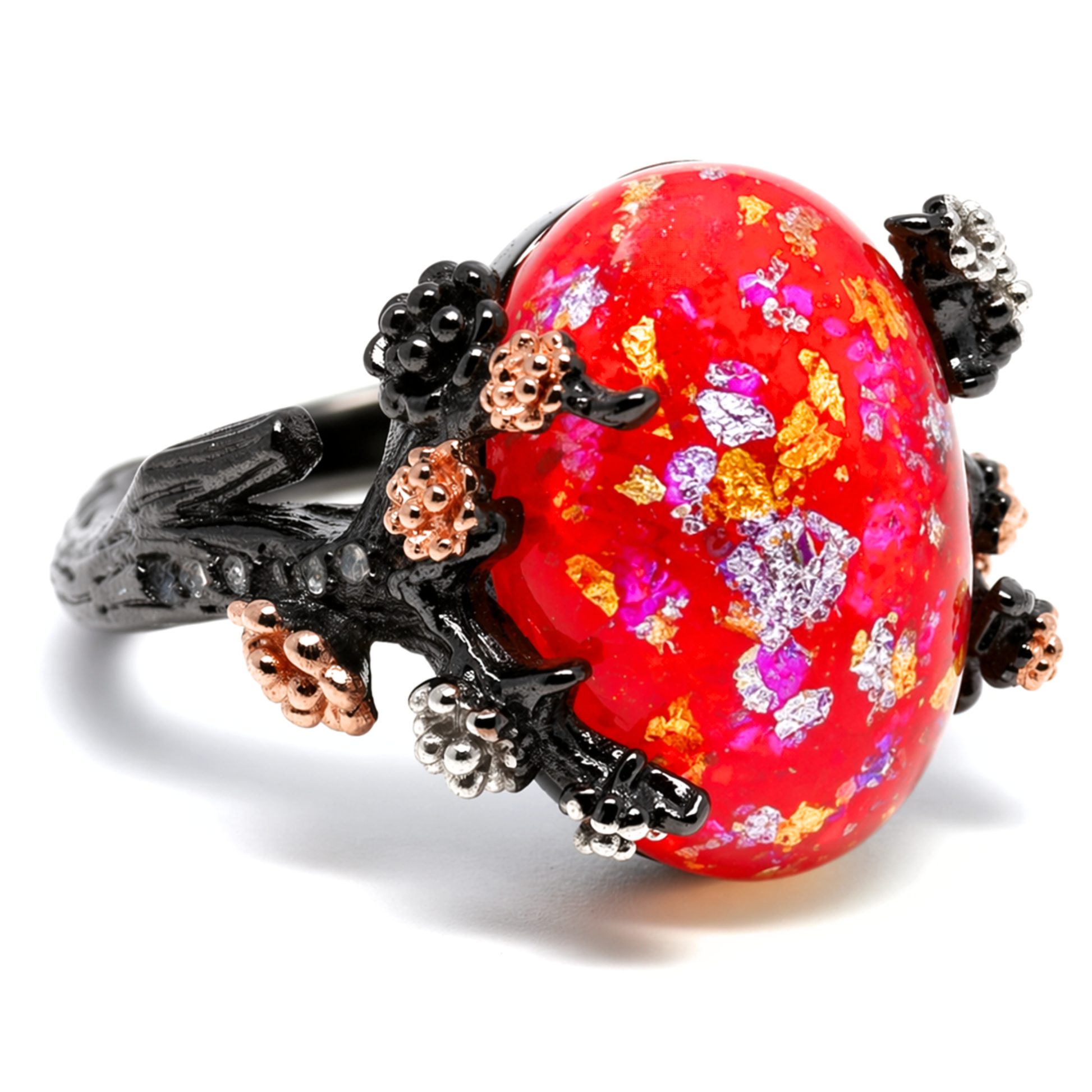 HenriettaBlackTreeBranchGothicInspiredFireOpalEngagementRingforWomenbyGingerLyne_Red-1
