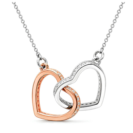 InterlockingHeartNecklace,LinkedTwoToneSterlingSilverLovePendantbyGingerLyneCollection_Silver-1