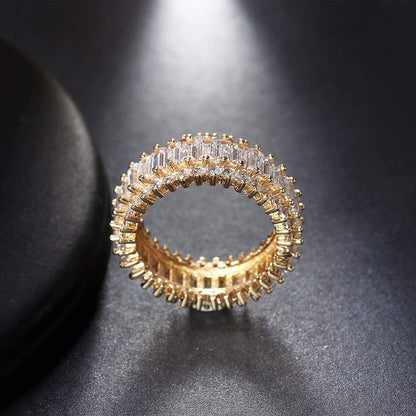 Eternity Wedding Band Ring for Women Baguette Cz Gold Plated Ginger Lyne Collection