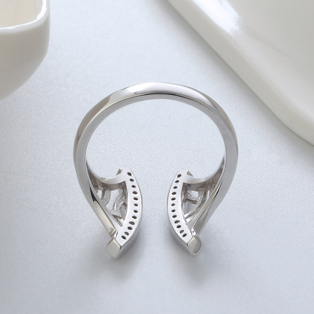 Window Pattern Adjustable Ring for Women Cz Gold Plated Ginger Lyne Collection - Silver