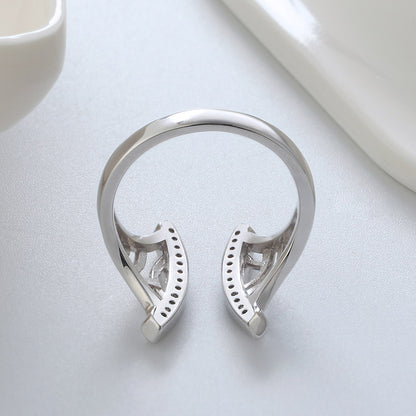 Window Pattern Adjustable Ring for Women Cz Gold Plated Ginger Lyne Collection - Silver