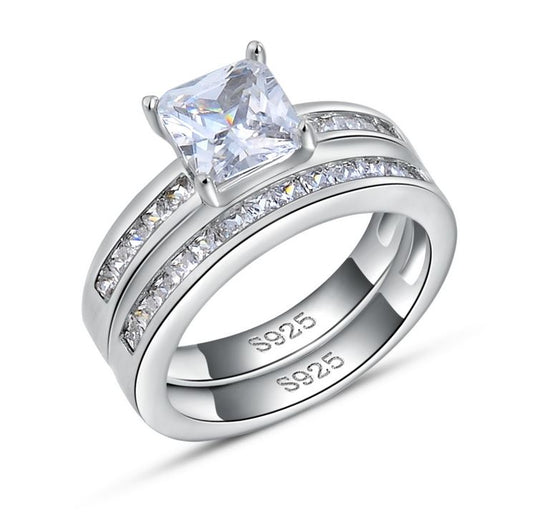 KristieWeddingRingSetPrincessCutCzEngagementRingWomensGingerLyneCollection_Silver-1
