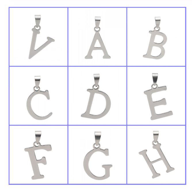 Initial Letter Pendant Necklace Stainless Steel Men Women Ginger Lyne Collection