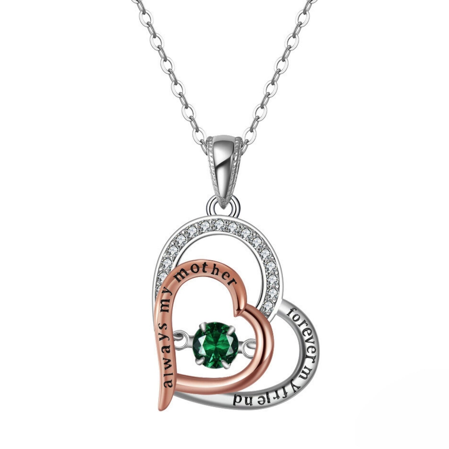 Birthstone Mom Necklace for Mother by Ginger Lyne Sterling Silver Swinging CZ