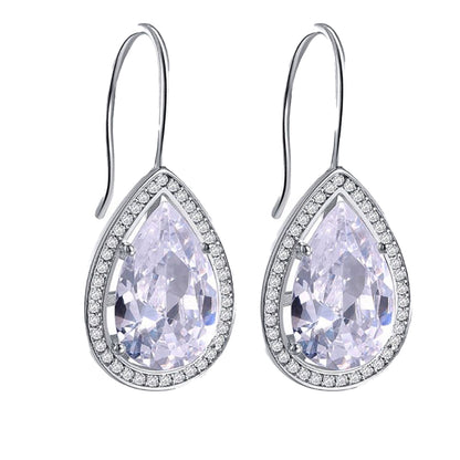 Hook Drop Earrings for Women by Ginger Lyne Teardrop Oval Pear Clear Cubic Zirconia