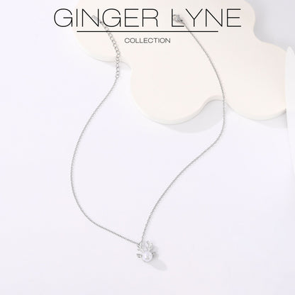 Reindeer Necklace for Women by Ginger Lyne Gold Plated Simulated Pearl Christmas Jewelry - Silver