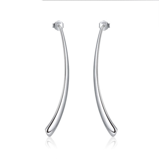 Simple Stud Drop Earrings for Women  Elegant Curved Sterling Silver Ginger Lyne Collection