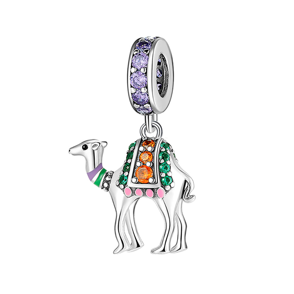 Camel Charm European Bead Multi Color Cz Sterling Silver Ginger Lyne Collection