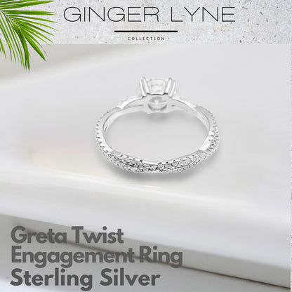 Greta Engagement Ring Sterling Silver Twist Clear Cz Women Ginger Lyne Collection