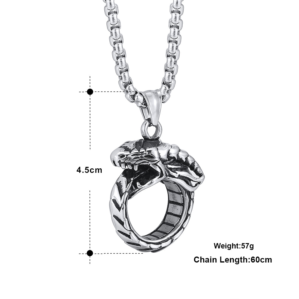 Dragon Ring Necklacefor Men or Women  Stainless Steel Punk Goth Biker Ginger Lyne Collection