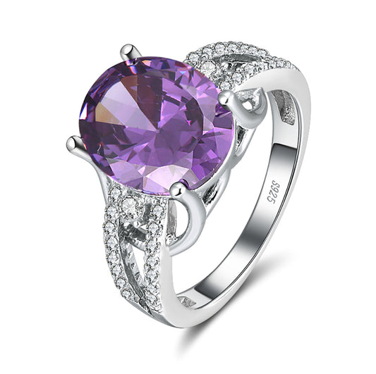 EngagementStatementRingforWomenSterlingSilverPurpleCZGingerLyneCollection_Purple-1