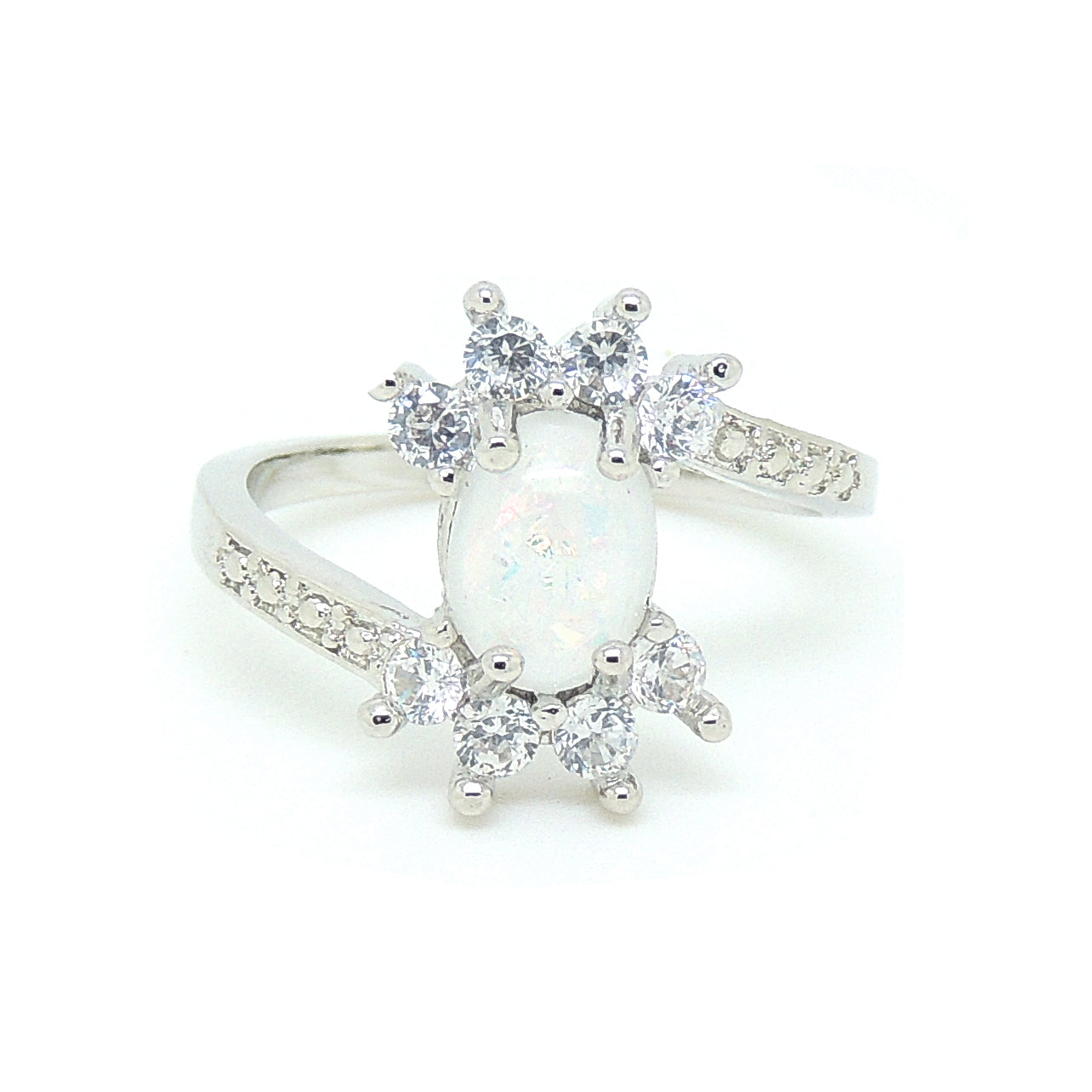 Zaire Statement Ring Created Fire Opal Clear CZ Womens Ginger Lyne Collection