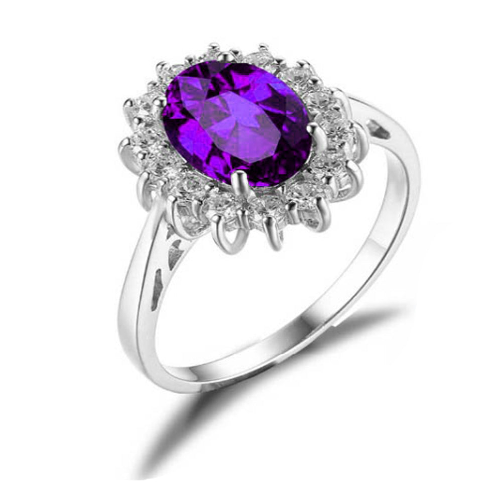 Kate Sterling Silver Cz Birthstone Engagement Ring Women Ginger Lyne Collection - Purple,6