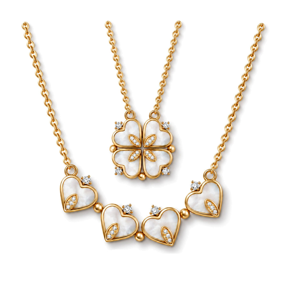 Heart to Clover 2 in 1 Pendant Necklace for Women CZ by Ginger Lyne Collection