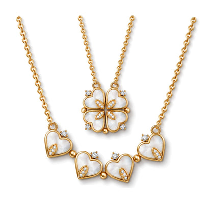 Heart to Clover 2 in 1 Pendant Necklace for Women CZ by Ginger Lyne Collection
