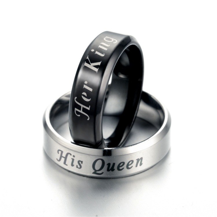 King or Queen 6 or 8mm Stainless Steel Wedding Band Ring Men or Women by Ginger Lyne