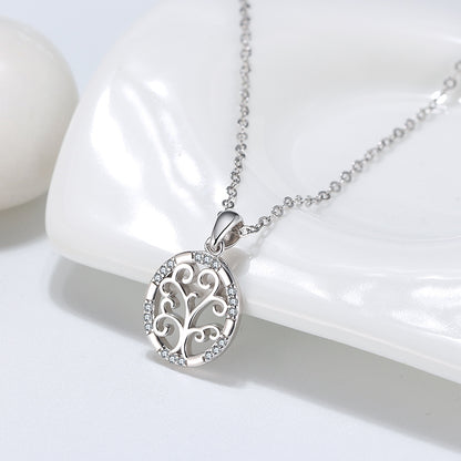 Family Tree Life Pendant Necklace for Women Sterling Silver Cz Ginger Lyne Collection