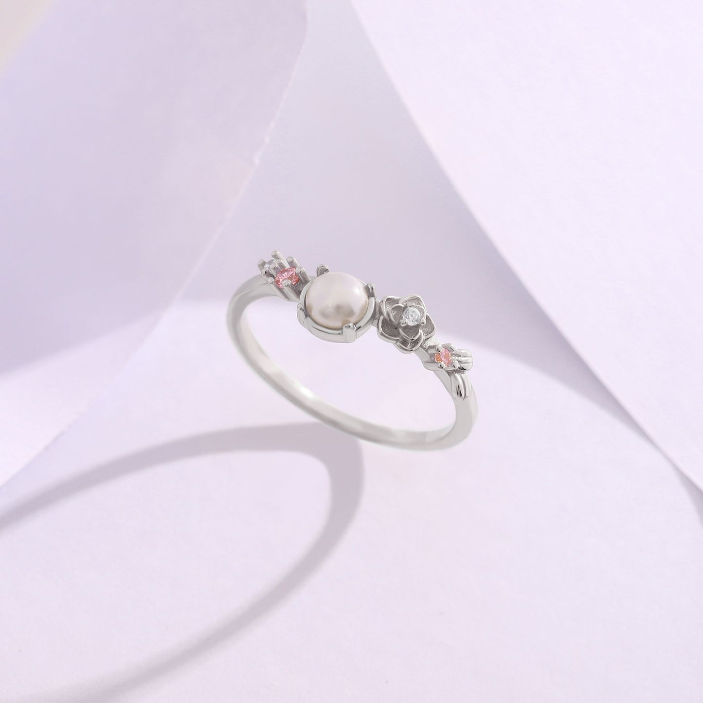 IslaSimulatedPearlRingforWomenSterlingSilver14KGoldPlatedGingerLyneCollection_Silver-3