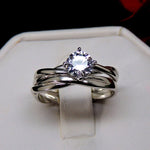 Load image into Gallery viewer, Aurora Bridal Set Womens Sterling Cz Engagement Ring Band Ginger Lyne Collection - 10
