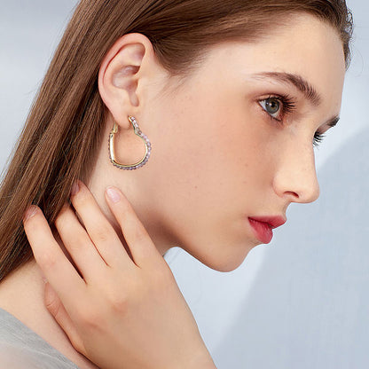 Heart Hoop Earrings for Women Blue Lapis Gold Plated Sterling Silver Ginger Lyne Collection - Blue