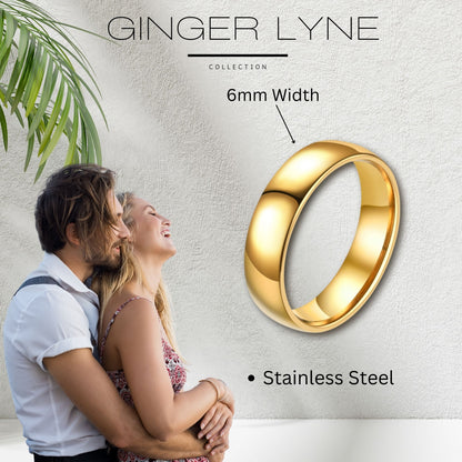 6mm Wedding Band Women Mens Rainbow Stainless Steel Ring Ginger Lyne Collection - 6mm Rainbow,10.5